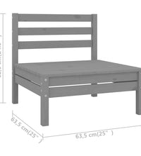 10-tlg. Garten-Lounge-Set Massivholz Kiefer Grau