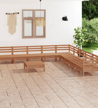 10-tlg. Garten-Lounge-Set Massivholz Kiefer Honigbraun