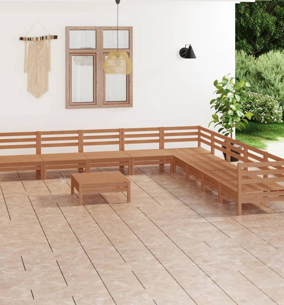 10-tlg. Garten-Lounge-Set Massivholz Kiefer Honigbraun