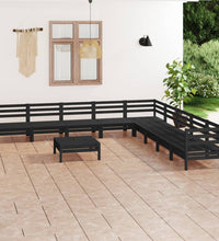 10-tlg. Garten-Lounge-Set Massivholz Kiefer Schwarz