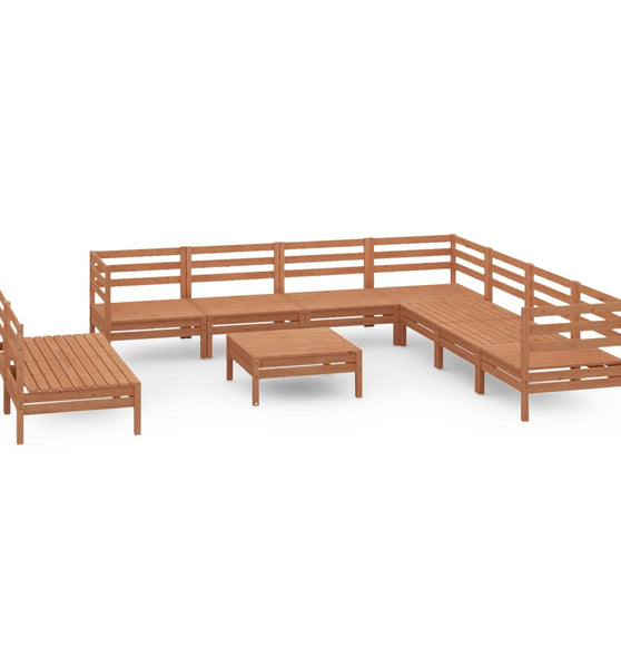 10-tlg. Garten-Lounge-Set Massivholz Kiefer Honigbraun