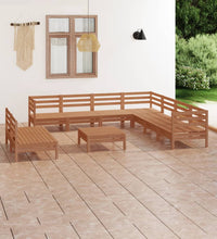 10-tlg. Garten-Lounge-Set Massivholz Kiefer Honigbraun