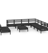 10-tlg. Garten-Lounge-Set Massivholz Kiefer Schwarz