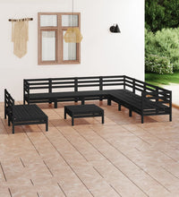 10-tlg. Garten-Lounge-Set Massivholz Kiefer Schwarz