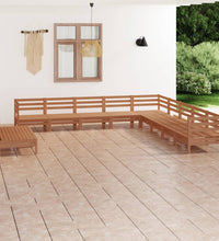 11-tlg. Garten-Lounge-Set Massivholz Kiefer Honigbraun