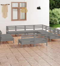 11-tlg. Garten-Lounge-Set Massivholz Kiefer Grau