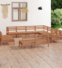 11-tlg. Garten-Lounge-Set Massivholz Kiefer Honigbraun