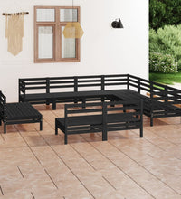 11-tlg. Garten-Lounge-Set Massivholz Kiefer Schwarz