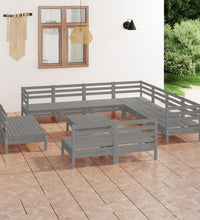 12-tlg. Garten-Lounge-Set Massivholz Kiefer Grau