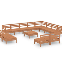 13-tlg. Garten-Lounge-Set Massivholz Kiefer Honigbraun