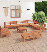 13-tlg. Garten-Lounge-Set Massivholz Kiefer Honigbraun