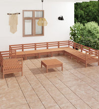 11-tlg. Garten-Lounge-Set Massivholz Kiefer Honigbraun