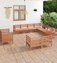 11-tlg. Garten-Lounge-Set Massivholz Kiefer Honigbraun