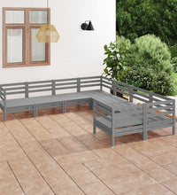 8-tlg. Garten-Lounge-Set Massivholz Kiefer Grau