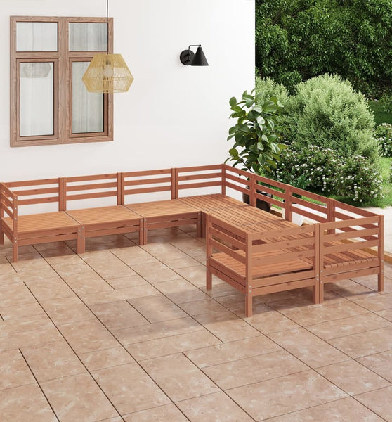 8-tlg. Garten-Lounge-Set Massivholz Kiefer Honigbraun