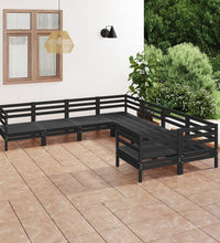 8-tlg. Garten-Lounge-Set Massivholz Kiefer Schwarz