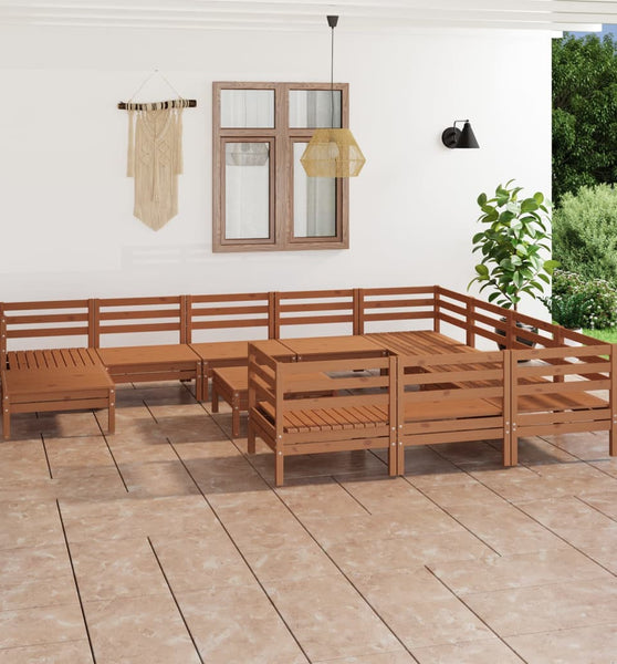 12-tlg. Garten-Lounge-Set Honigbraun Massivholz Kiefer