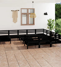 12-tlg. Garten-Lounge-Set Schwarz Massivholz Kiefer