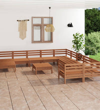 12-tlg. Garten-Lounge-Set Honigbraun Massivholz Kiefer