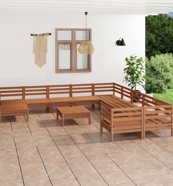 12-tlg. Garten-Lounge-Set Honigbraun Massivholz Kiefer