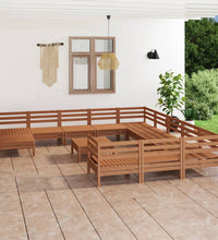 13-tlg. Garten-Lounge-Set Honigbraun Massivholz Kiefer