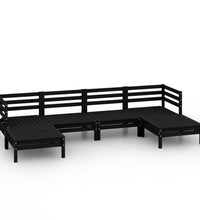 6-tlg. Garten-Lounge-Set Schwarz Massivholz Kiefer