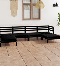 6-tlg. Garten-Lounge-Set Schwarz Massivholz Kiefer