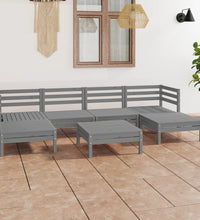 7-tlg. Garten-Lounge-Set Grau Massivholz Kiefer