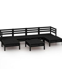 7-tlg. Garten-Lounge-Set Schwarz Massivholz Kiefer