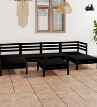 7-tlg. Garten-Lounge-Set Schwarz Massivholz Kiefer