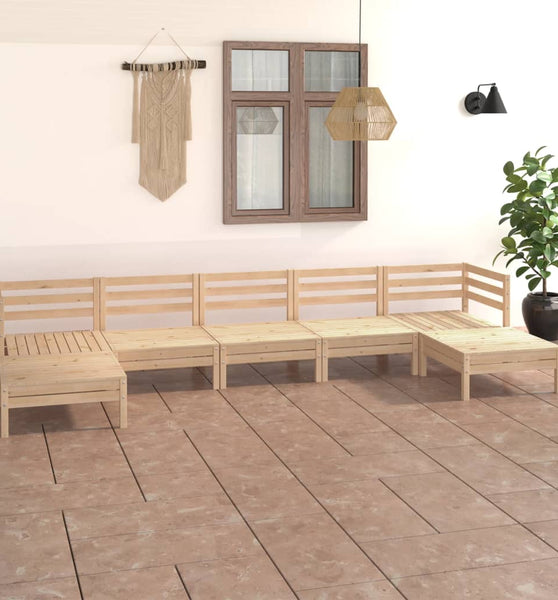 7-tlg. Garten-Lounge-Set Massivholz Kiefer