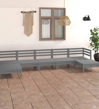 7-tlg. Garten-Lounge-Set Grau Massivholz Kiefer