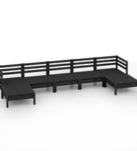 7-tlg. Garten-Lounge-Set Schwarz Massivholz Kiefer