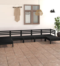 7-tlg. Garten-Lounge-Set Schwarz Massivholz Kiefer