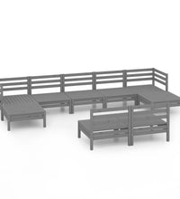 9-tlg. Garten-Lounge-Set Grau Massivholz Kiefer