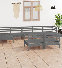 9-tlg. Garten-Lounge-Set Grau Massivholz Kiefer