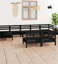 9-tlg. Garten-Lounge-Set Schwarz Massivholz Kiefer