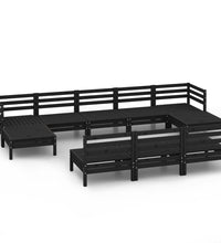 10-tlg. Garten-Lounge-Set Schwarz Massivholz Kiefer