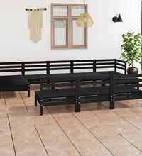 10-tlg. Garten-Lounge-Set Schwarz Massivholz Kiefer