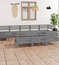 11-tlg. Garten-Lounge-Set Grau Massivholz Kiefer