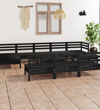 11-tlg. Garten-Lounge-Set Schwarz Massivholz Kiefer