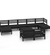 10-tlg. Garten-Lounge-Set Schwarz Massivholz Kiefer