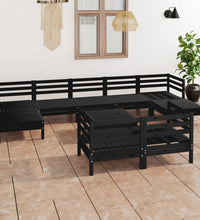 10-tlg. Garten-Lounge-Set Schwarz Massivholz Kiefer