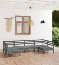 6-tlg. Garten-Lounge-Set Grau Massivholz Kiefer