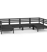 6-tlg. Garten-Lounge-Set Schwarz Massivholz Kiefer