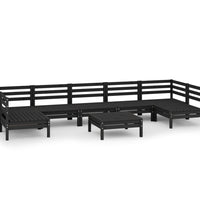 8-tlg. Garten-Lounge-Set Schwarz Massivholz Kiefer