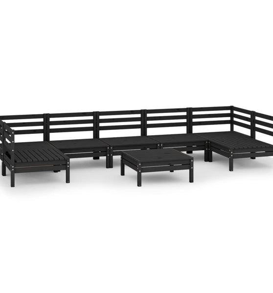 8-tlg. Garten-Lounge-Set Schwarz Massivholz Kiefer