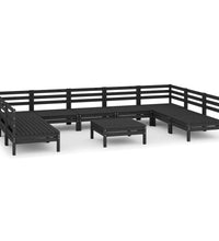 10-tlg. Garten-Lounge-Set Schwarz Massivholz Kiefer