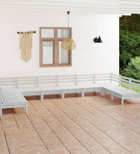 10-tlg. Garten-Lounge-Set Weiß Massivholz Kiefer