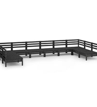 10-tlg. Garten-Lounge-Set Schwarz Massivholz Kiefer